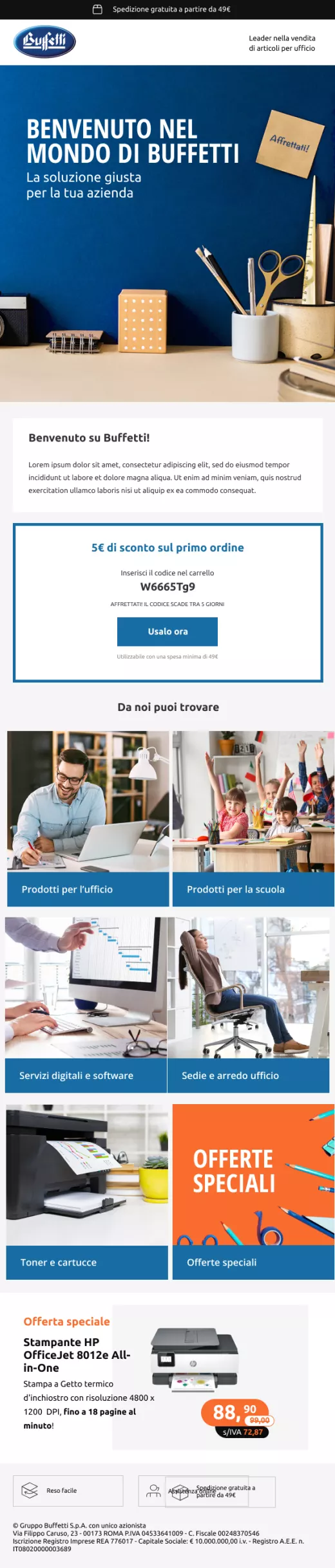 Email marketing Buffetti ecommerce B2B forniture ufficio