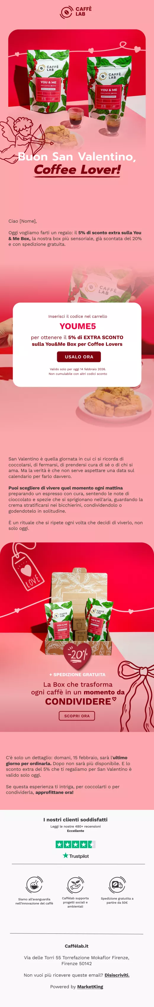 Email San Valentino Box Coffee Lovers CaffèLab ecommerce