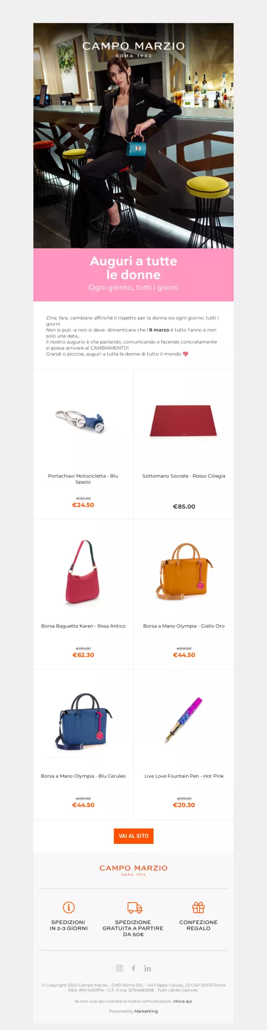 Email Festa della Donna Campo Marzio ecommerce luxury accessories