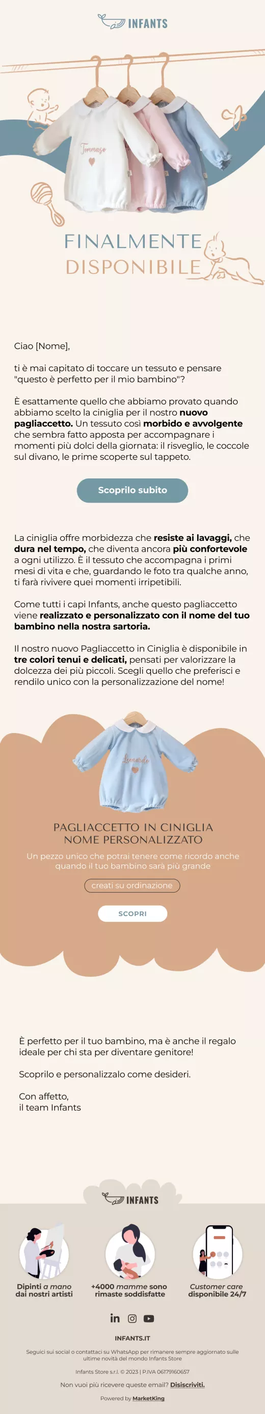 Email lancio pagliaccetto ciniglia Infants ecommerce baby fashion