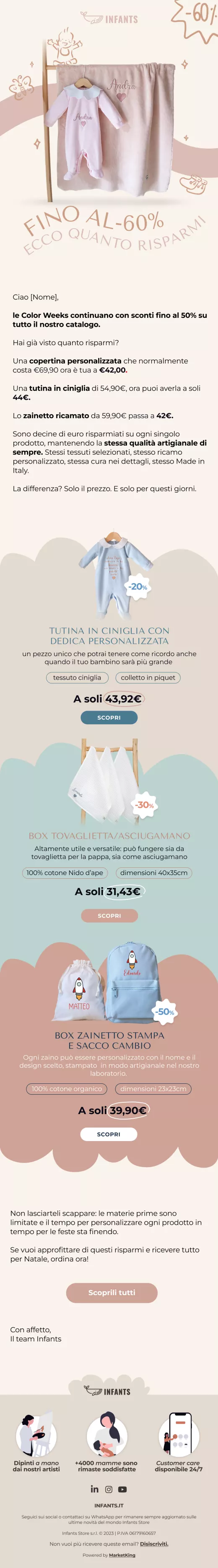 Email promo Color Weeks Infants ecommerce baby fashion