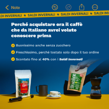 Visual stile Note iPhone con i benefici chiave di CaffèLab