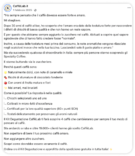 Ad CaffèLab dopo l'intervento MarketKing — storytelling educativo lungo