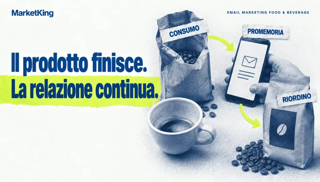 Email marketing food e beverage: il consumo del prodotto guida un promemoria di riordino pertinente.