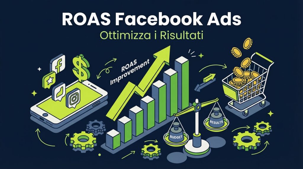 Strategia per migliorare ROAS Facebook Ads ecommerce con grafici crescita e ottimizzazioni