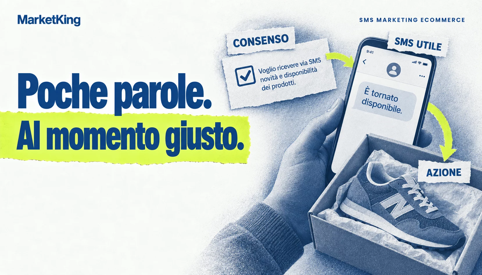 SMS marketing: dal consenso a un messaggio utile di disponibilità del prodotto, fino all'azione del cliente.