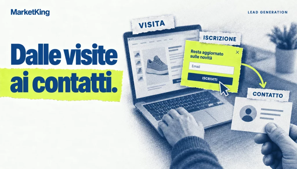 Lead generation: dalla visita al negozio alla compilazione del modulo e al contatto salvato.